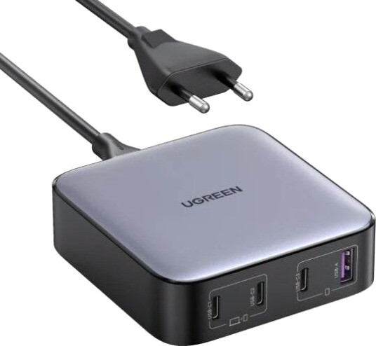 UGREEN Nexode 100W Quad USB Lader med Hurtiglading – Sølv UGREEN Nexode 100W Quad USB Lader med Hurtiglading – Sølv