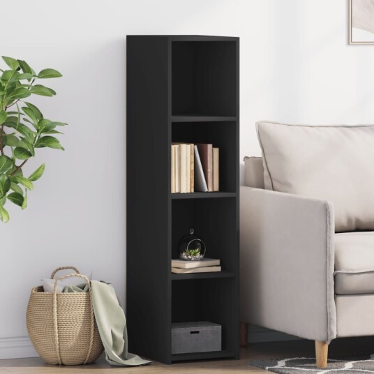 Hylle svart 30x41x124 cm konstruert tre