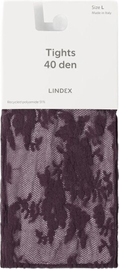 Lindex Tights In Lace 40 Denier DARK RED L