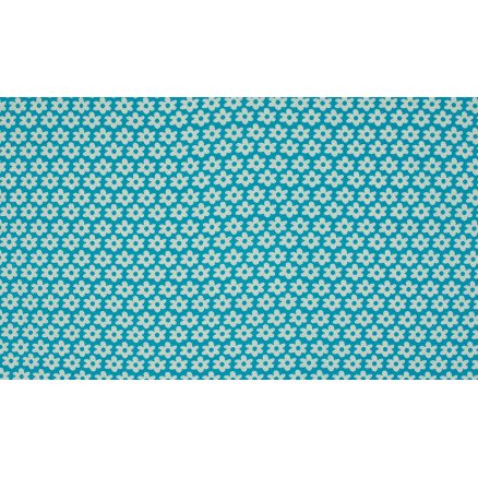 Diverse Minimals Bomullspoplinstoff Print 4 Flower Aqua 145cm 50cm