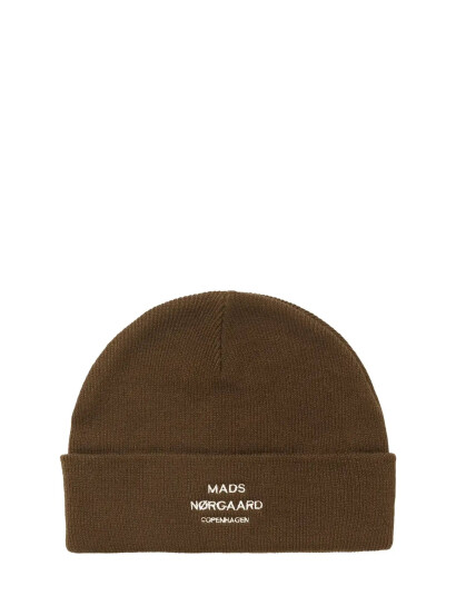 Mads Nørgaard Isak Ambas Logo Beanie - Brown - ONE SIZE Mads Nørgaard Isak Ambas Logo Beanie - Brown - ONE SIZE
