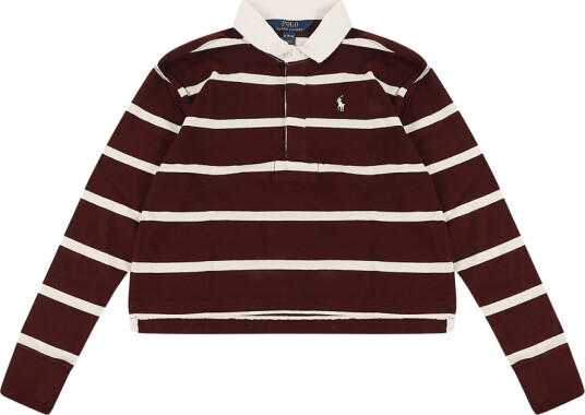 Ralph Lauren Kids Striped Cotton Jersey Rugby Shirt Burgundy S