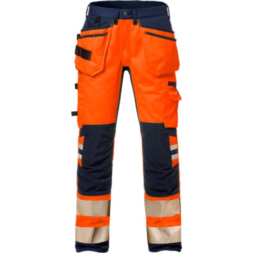Fristads Hantverkarbyxa Stretch 2707 Plu, Klass 2 Varsel Orange/marinblå C148