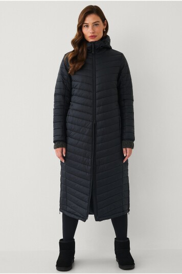 Áhkká   Parka Long Quilted Parka Ltw   Svart