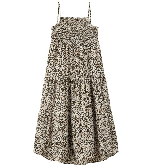 Name It Kjole - NkfVinaya - Turtledove/Leopard - Name It - 9 år (134) - Kjole Beige Brun