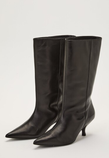 Make Way Heeled Mid Knee Leather Boot Make Way Heeled Mid Knee Leather Boot