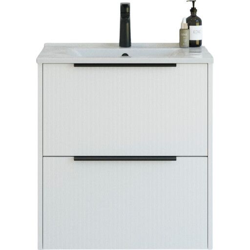 Dansani Mido+ Classic møbelpakke 61x44 cm stripete matt hvit Dansani Mido+ Classic møbelpakke 61x44 cm stripete matt hvit