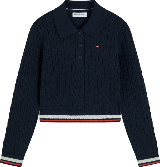 Tommy Hilfiger Poloskjorte Beskåret Strikk Dark Blue Tommy Hilfiger 16 år (176) Genser Marineblå
