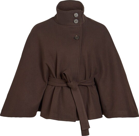 Vila   Jakke Visolo Highneck Cape Jacket/Ka   Brun