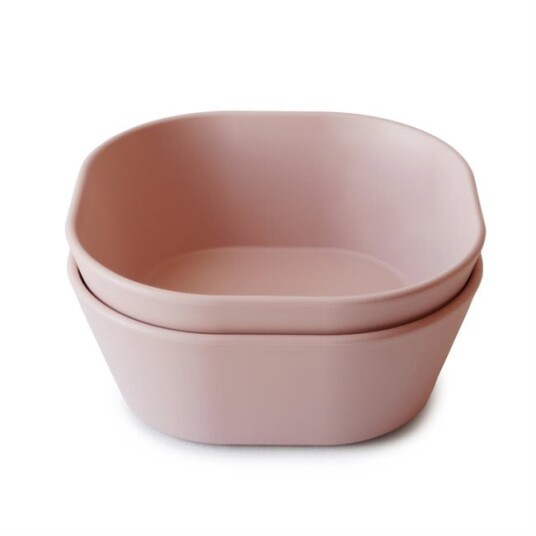 Mushie Skål Firkant Blush 2 stk. Mushie Skål Firkant Blush 2 stk.