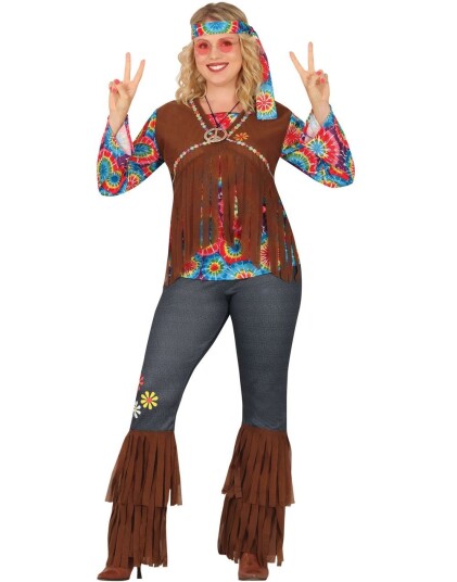 Fiestas Guirca Komplett Hippie Kostyme til Dame XL