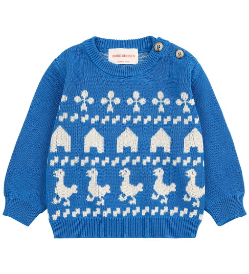 Bobo Choses Genser Strikk Farm Jaquard Blå Bobo Choses 9 md Genser