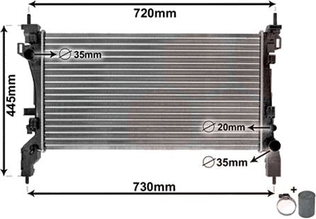 Radiator, motorkjøling VAN WEZEL 17002385