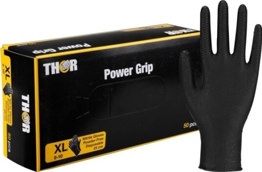 Engangshandske Thor Power Grip Xl Sort Nitril 10 Stk. Engangshandske Thor Power Grip Xl Sort Nitril 10 Stk.