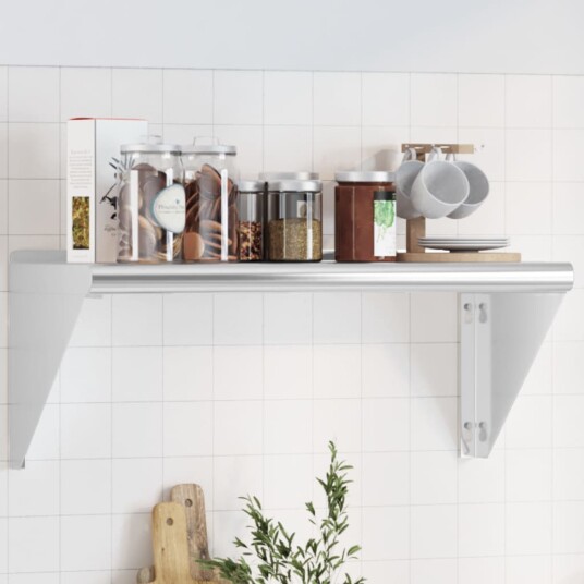 Vegghylle 75x30x31 cm sølv rustfritt stål Vegghylle 75x30x31 cm sølv rustfritt stål
