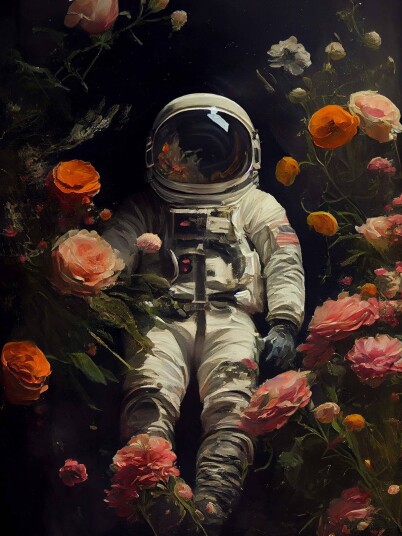 Plakat Astronaut i blomster