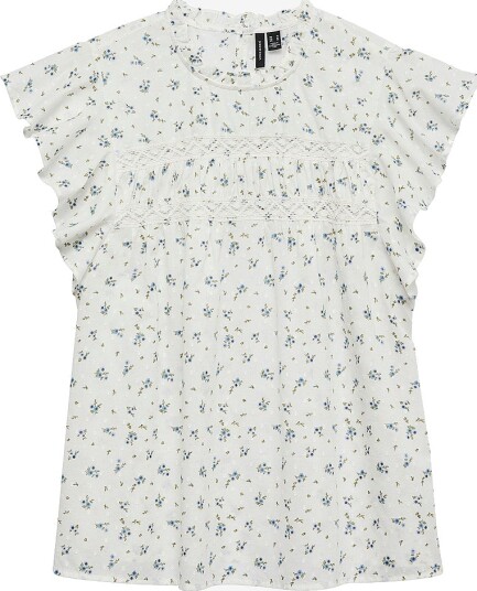 Vero Moda Girl Bluse vmTrine SL Lace Hvit Vero Moda Girl Bluse vmTrine SL Lace Hvit
