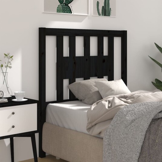 vidaXL Sengegavl svart 81x4x100 cm heltre furu vidaXL Sengegavl svart 81x4x100 cm heltre furu