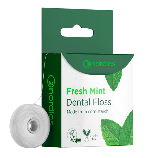 Bærekraftig tanntråd uten PFAS Nordics Freshmint 30 mtr.