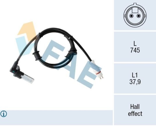 Sensor, ABS FAE 78554