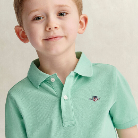 Gant Pique Shield SS Polo Washed Turquoise 116 122 | Barn Gant Pique Shield SS Polo Washed Turquoise 116 122 | Barn