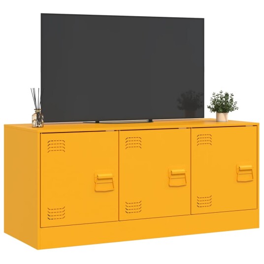 TV-benk sennepsgul 99x39x44 cm stål
