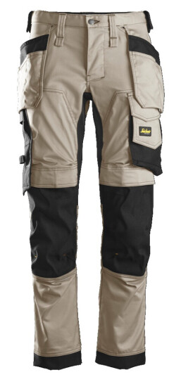 Snickers Stretch Arbejdsbukser I Slim Fit M. Hylsterlommer 6241 Khaki/Sort Str. 48
