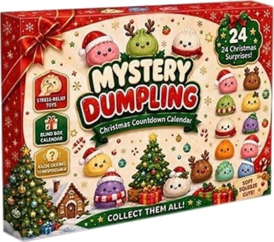 Squishy Julekalender 2026 for Barn 24 dagers Nedtelling til Jul med Overraskende Klemmeleker Julegaveeske