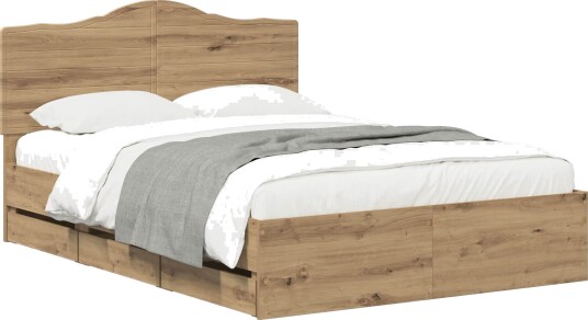 vidaXL Bed Frame with Storage and Headboard Artisan Oak 160 x 200 cm