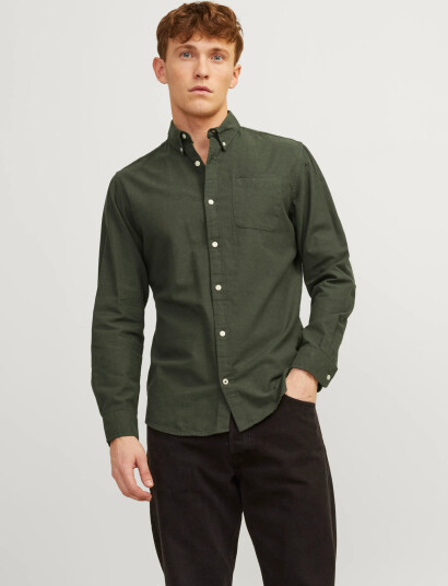 Jack & Jones Jjeoxford Shirt Ls Noos - Green - L