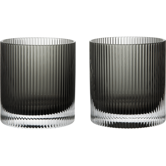 Ferm Living Ripple Tumblerglass 2 pk Smoked Grey
