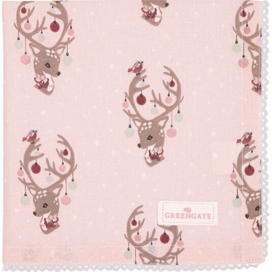 Greengate Dina tøyserviett/brikke 40x40 cm blonder pale pink