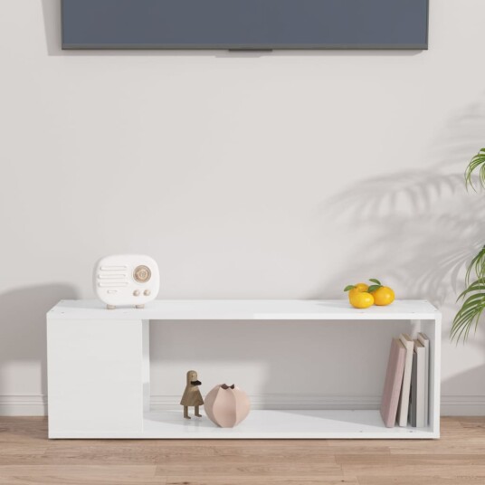 vidaXL TV-benk høyglans hvit 100x24x32 cm sponplate
