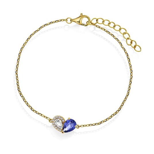 Pan Jewelry Armbånd i 925 forgylt sølv med blå zirkonia