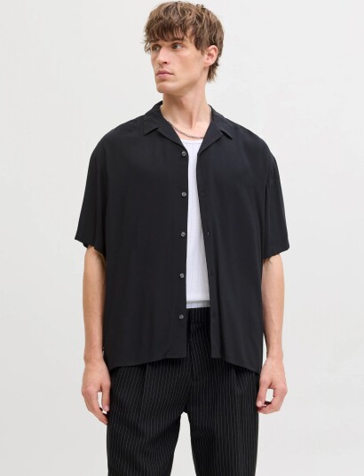 Jack & Jones Jjejeff Resort Solid Shirt Ss Sn Black M Jack & Jones Jjejeff Resort Solid Shirt Ss Sn Black M