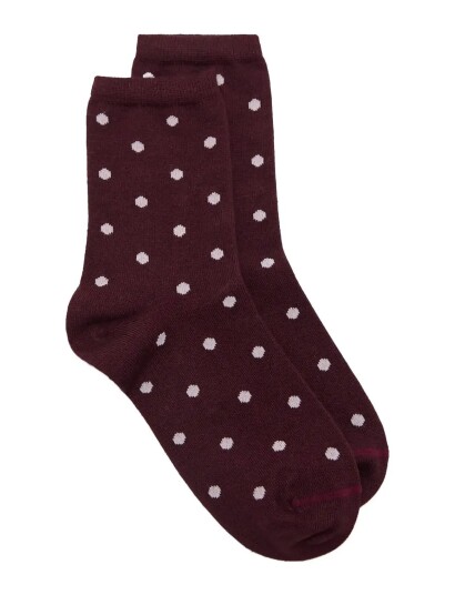 Mango Polka Dot Socks One Size Burgundy ONE SIZE
