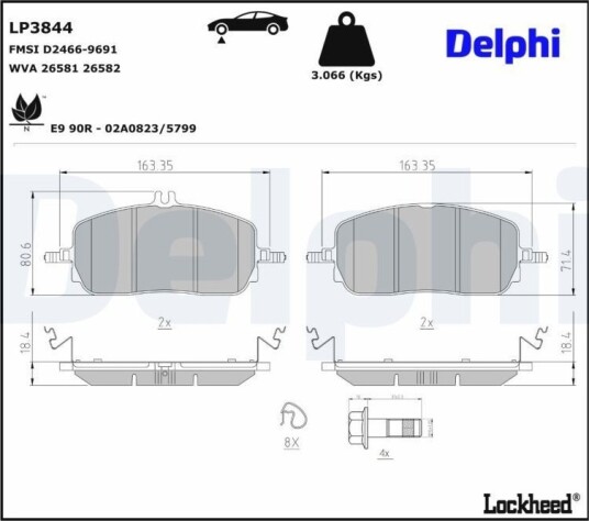 DELPHI LP3844 Bremseklosser