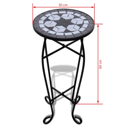 vidaXL Mosaikk Sidebord Plantebord Svart Hvit vidaXL Mosaikk Sidebord Plantebord Svart Hvit