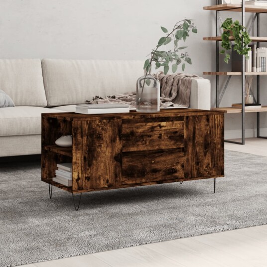 Salongbord røkt eik 102x44,5x50 cm konstruert tre 8721012113121