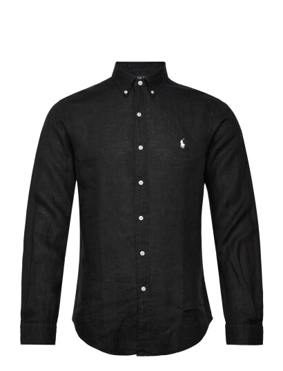 Polo Ralph Lauren Slim Fit Linen Shirt   Black   S