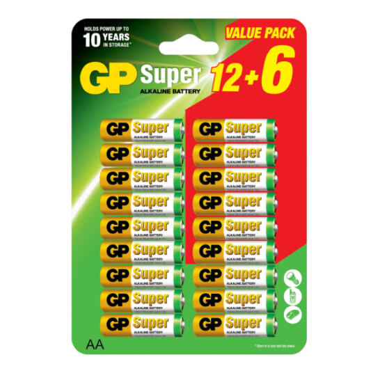 GP Super AA-batteri LR6 18pk