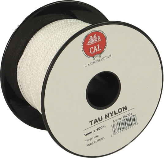 Tau Flettet Nylon - Hvit - 1 mm - 100m - Spole