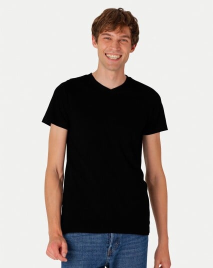 Neutral Organic   Mens Fitted V neck T shirt Svart