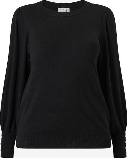 KAFFE Curve Genser KClizzy Round Neck Pullover Buttons Svart