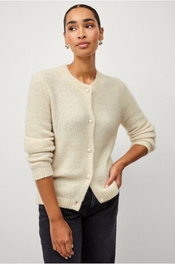 Ellos Collection Cardigan i lurex Mona Hvit