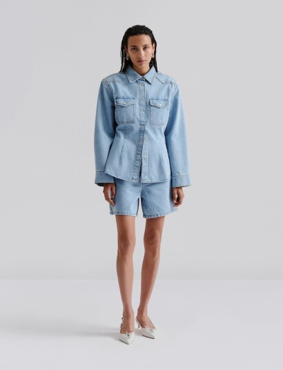 Malina Anthea Fitted Waist Denim Shirt - Blue - 36 Malina Anthea Fitted Waist Denim Shirt - Blue - 36