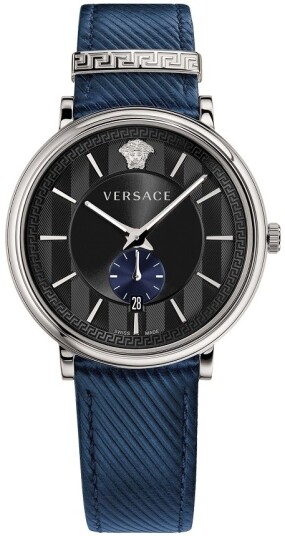 Versace Herreklokke VEBQ01018 V Circle Sort/Lær Ø42 mm Versace Herreklokke VEBQ01018 V Circle Sort/Lær Ø42 mm