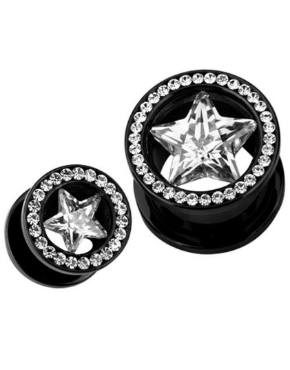 Aab Diamond Star Svart Piercing Tunnel Strl 16 mm