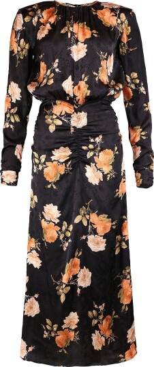 byTimo Maxikjole Jacquard med Rouching i Svart