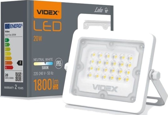 Luca spotlys 20W   LED flood nøytral hvit 230V 1800lm forbruk 20W   Kulør : Nøytral